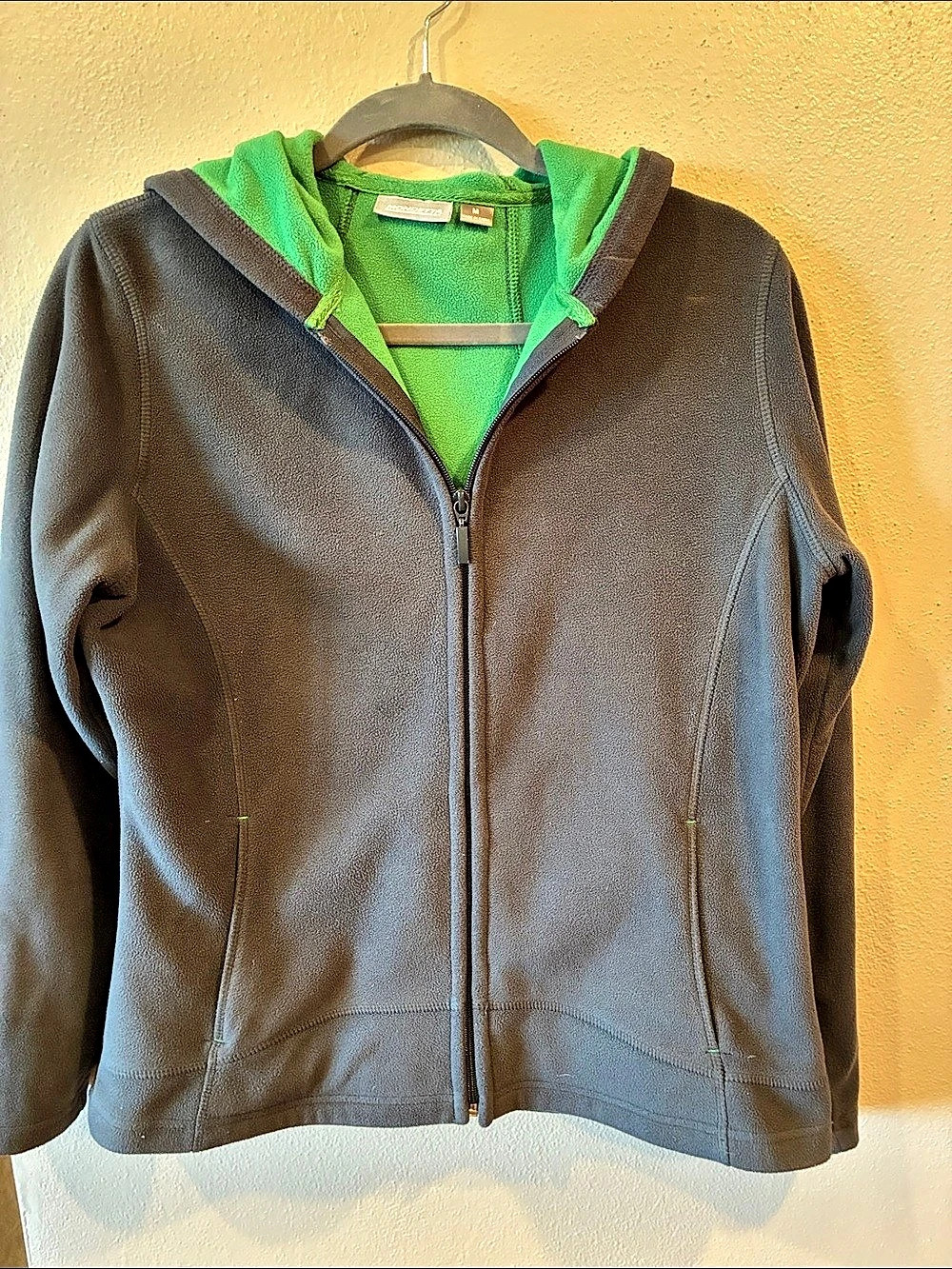 MONDETTA Fleece Zip Hoodie Gray Green Size Medium